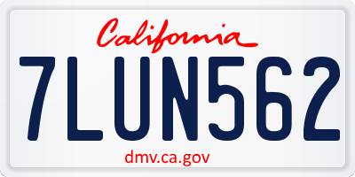 CA license plate 7LUN562