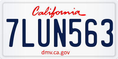 CA license plate 7LUN563
