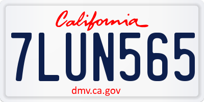 CA license plate 7LUN565