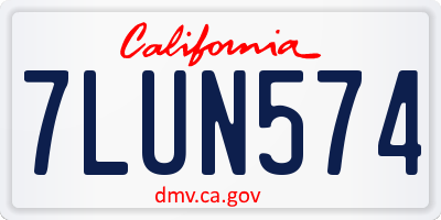 CA license plate 7LUN574
