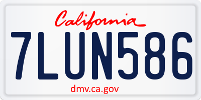 CA license plate 7LUN586
