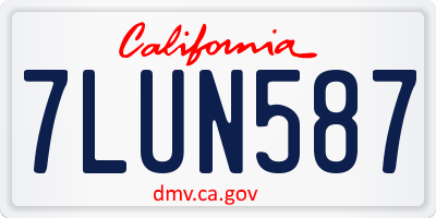 CA license plate 7LUN587