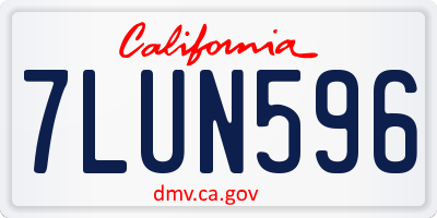 CA license plate 7LUN596