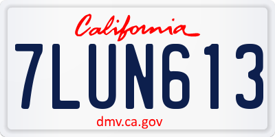 CA license plate 7LUN613