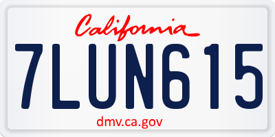 CA license plate 7LUN615