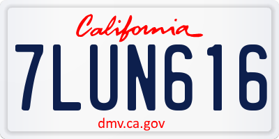 CA license plate 7LUN616