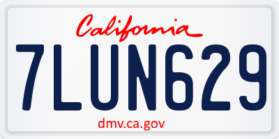 CA license plate 7LUN629