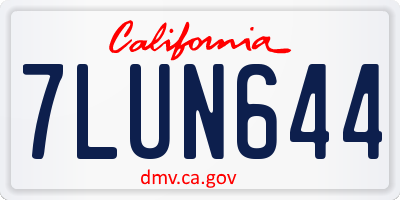CA license plate 7LUN644