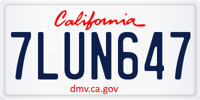 CA license plate 7LUN647