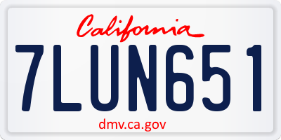 CA license plate 7LUN651