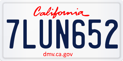 CA license plate 7LUN652