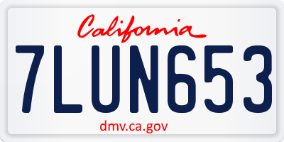 CA license plate 7LUN653