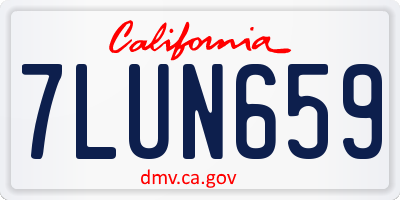 CA license plate 7LUN659