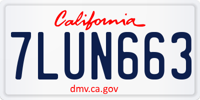 CA license plate 7LUN663