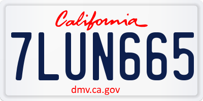 CA license plate 7LUN665