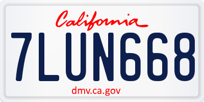 CA license plate 7LUN668