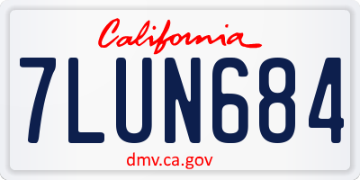 CA license plate 7LUN684
