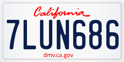 CA license plate 7LUN686