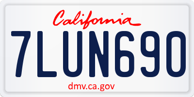 CA license plate 7LUN690