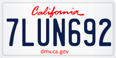 CA license plate 7LUN692