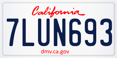 CA license plate 7LUN693