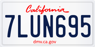 CA license plate 7LUN695