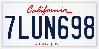 CA license plate 7LUN698