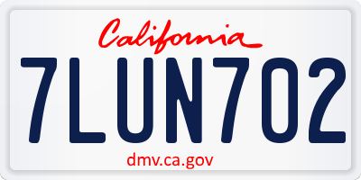 CA license plate 7LUN702