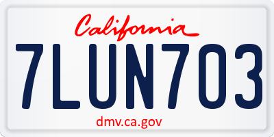 CA license plate 7LUN703