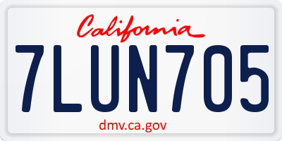CA license plate 7LUN705