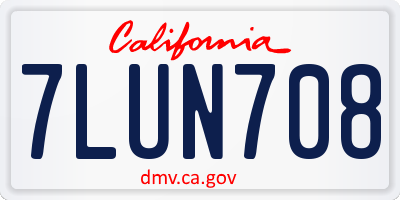 CA license plate 7LUN708