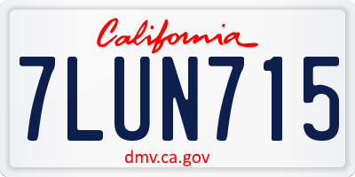 CA license plate 7LUN715