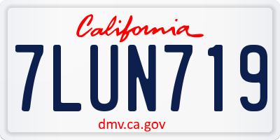 CA license plate 7LUN719