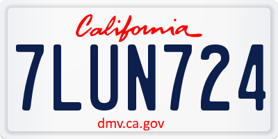 CA license plate 7LUN724