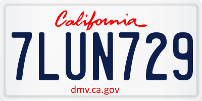 CA license plate 7LUN729