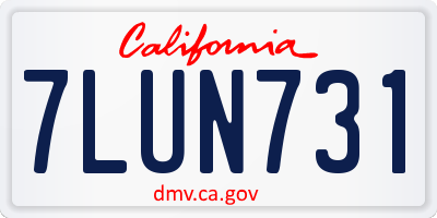 CA license plate 7LUN731