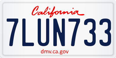 CA license plate 7LUN733