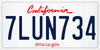 CA license plate 7LUN734