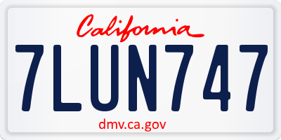CA license plate 7LUN747