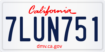 CA license plate 7LUN751