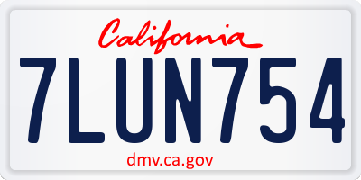 CA license plate 7LUN754