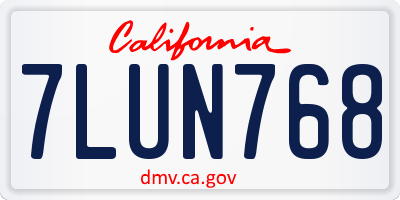 CA license plate 7LUN768