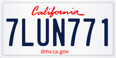 CA license plate 7LUN771