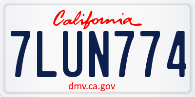 CA license plate 7LUN774