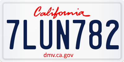CA license plate 7LUN782