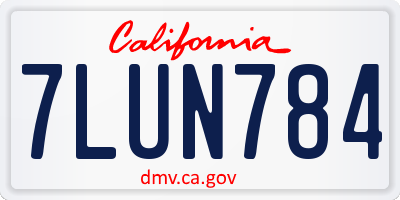 CA license plate 7LUN784