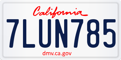 CA license plate 7LUN785