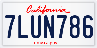 CA license plate 7LUN786
