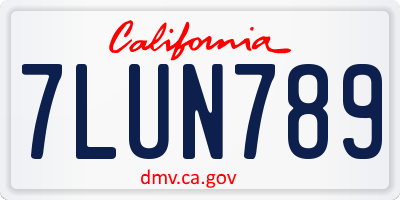 CA license plate 7LUN789