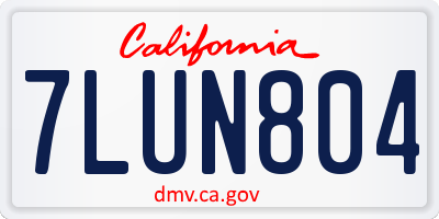 CA license plate 7LUN804